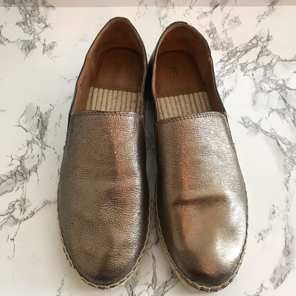 Frye Isbel Espadrilles metallic leather 9 bronze flat comfort - Picture 5 of 10